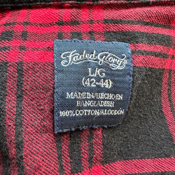Motherhood & Wine Plaid Flannel Shirt Shacket Red LARGE Oversize Upcycle Unique - Picture 5 of 5